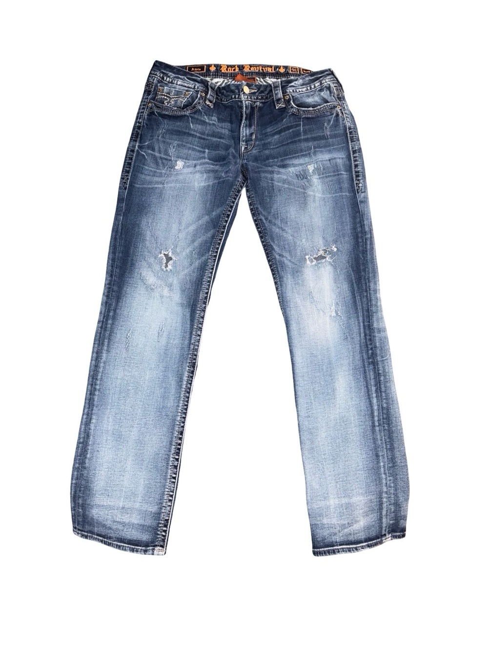 Rock Revival Alivia Easy Straight Distressed Jeans Women’s Size 31 Western